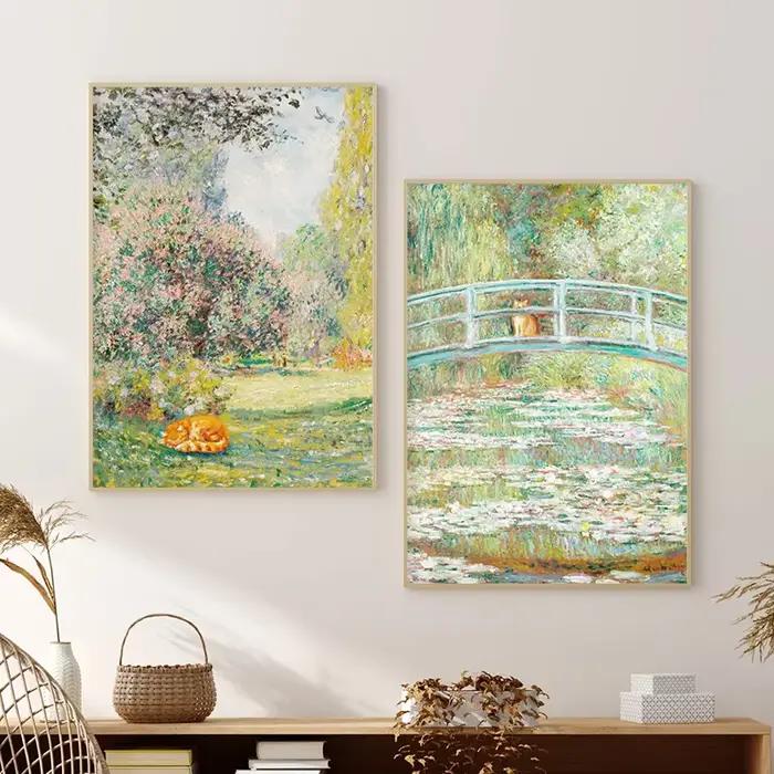 Affiches de chat Monet et Van Gogh
