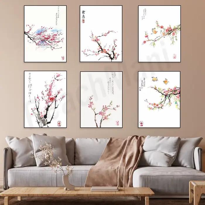 Fleurs de cerisier aquarelle de style japonais