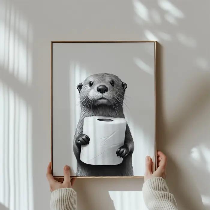 Affiche de loutre, affiche de salle de bain d'animal