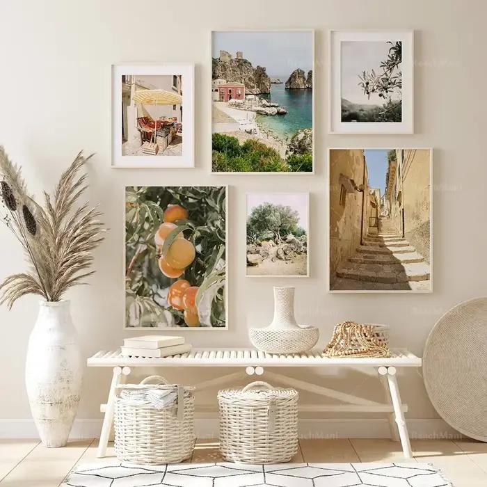 Affiche Méditerranéenne Sicile : Paysage Urbain et Rural Italien