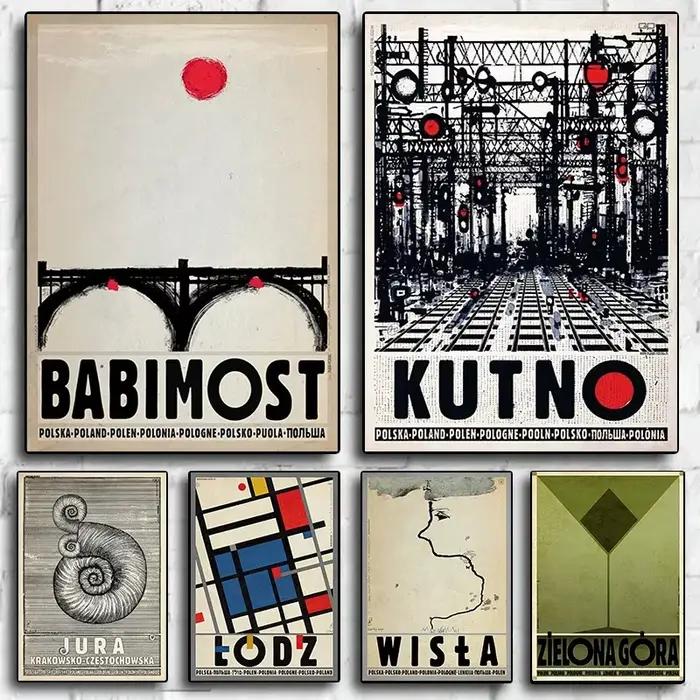 Affiches rétro originales de Pologne locale picturale Babimost Podhale Wista