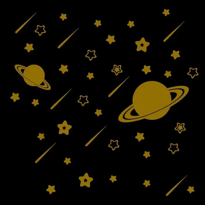 Autocollants muraux étoiles de météores fluorescentes qui brillent dans la nuit