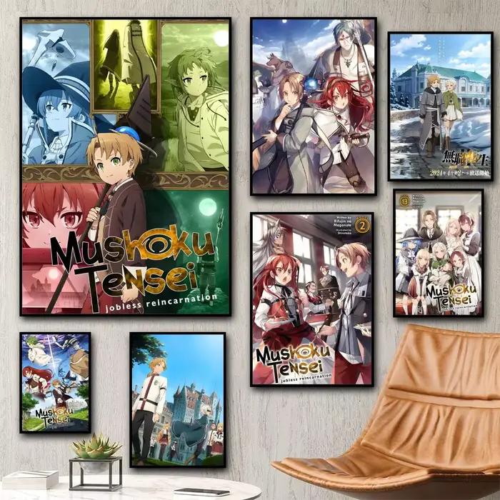 Mushoku Tensei réincarnation sans emploi peinture calligraphie HD toile affiche salon chambre bar décoration esthétique