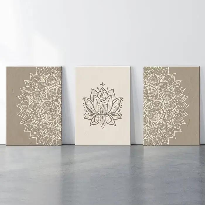 Toile de peinture de Mandala bohème Beige