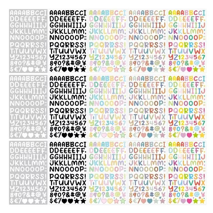 26 lettres numéro dessin animé lettre autocollant 0.5 pouces