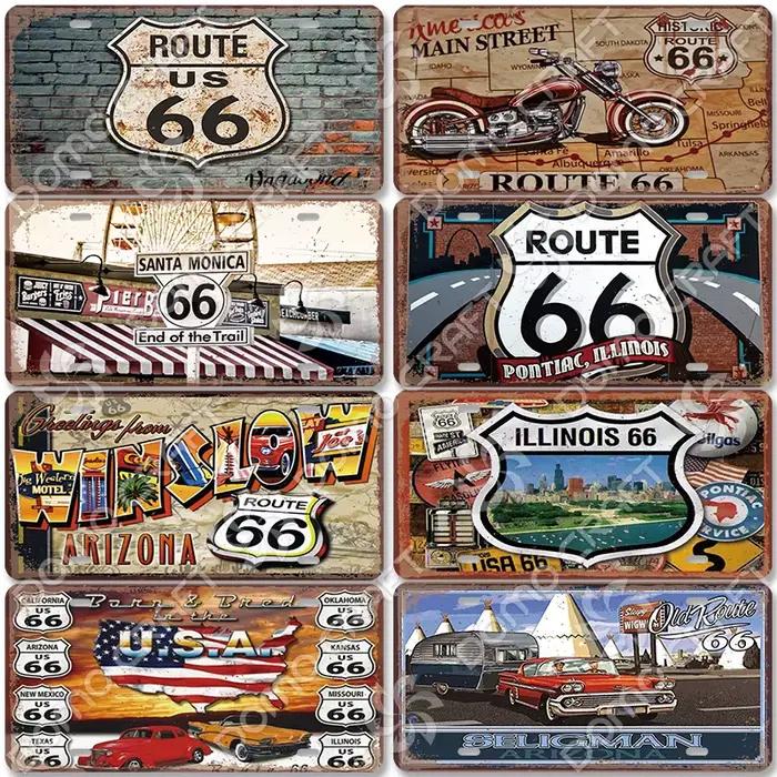 Planner Route 66 Metal Plate for Garage Bar