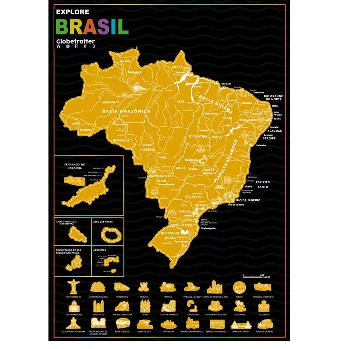 Explorez la carte à gratter du brésil pour cadeau de voyage