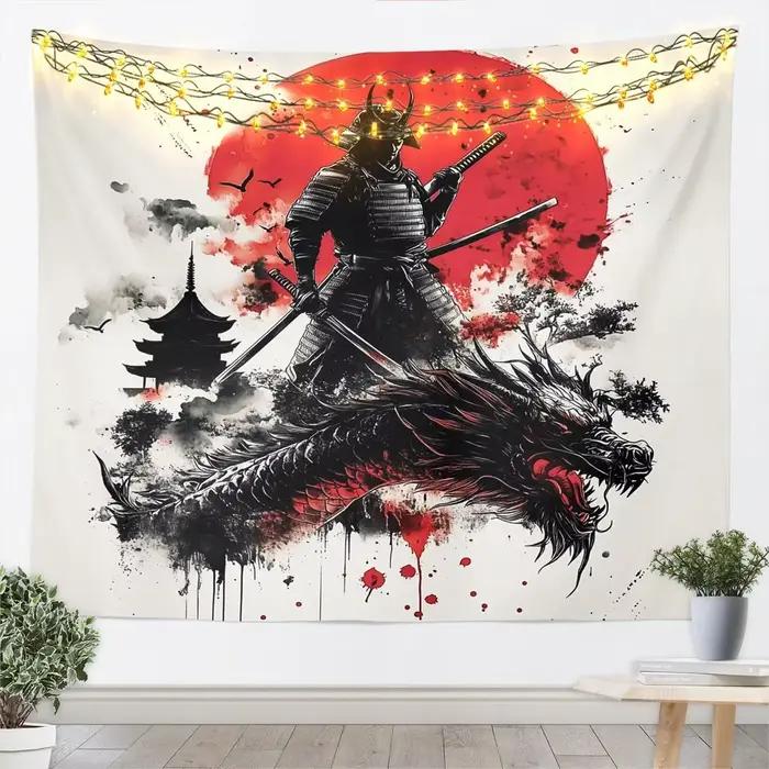 Tapisserie murale chinoise orientale, art paysager zen, peinture à l'aquarelle de montagne, rivière, fleur de lotus, décoration de maison asiatique, affiche