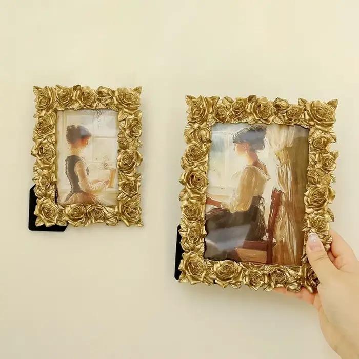 Cadre photo de style européen avec bordure en rose