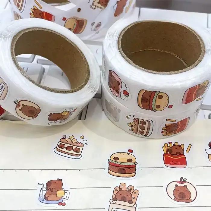 Rouleau d'autocollants Capybara imperméables en PVC