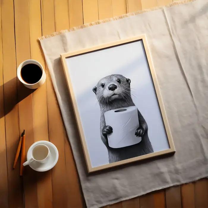 Affiche de loutre, affiche de salle de bain d'animal