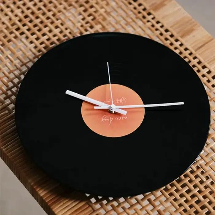 Horloge murale avec disque vinyle coucher de soleil