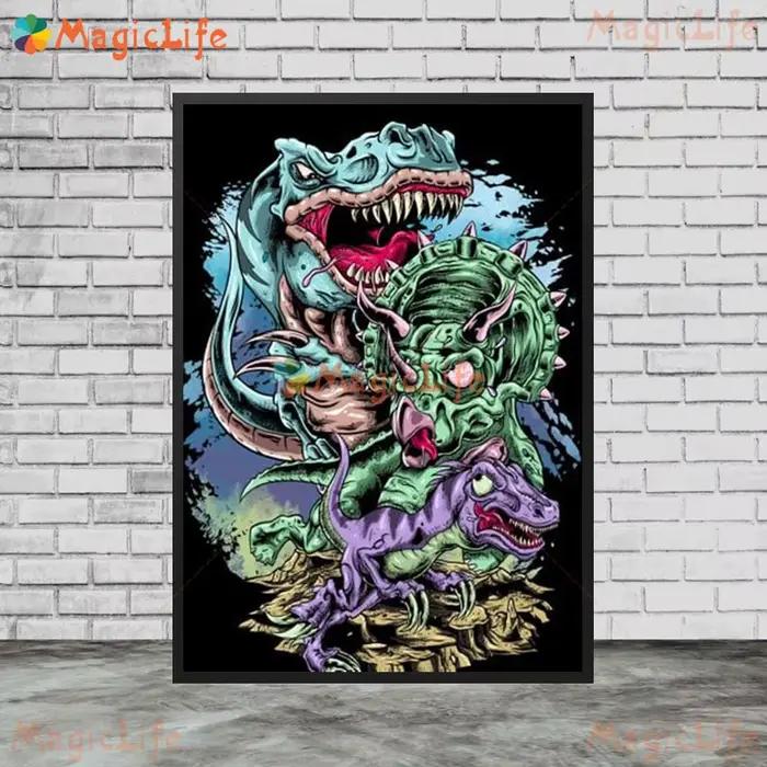 Affiches de dinosaures jurassiques couleur dessin animé dinosaure