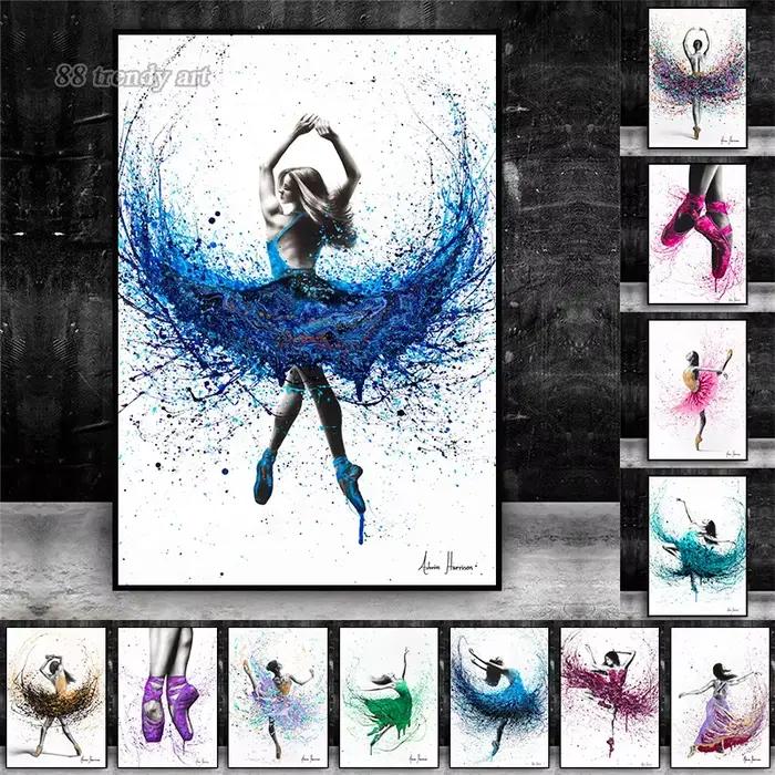 Affiches et impressions abstraites de peinture sur toile de ballet de fleuron de séparés euse de fille