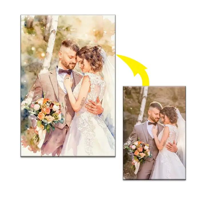 Affiche de peinture aquarelle personnalisée de Photo