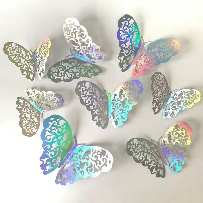 Papier peint papillons creux multicolores