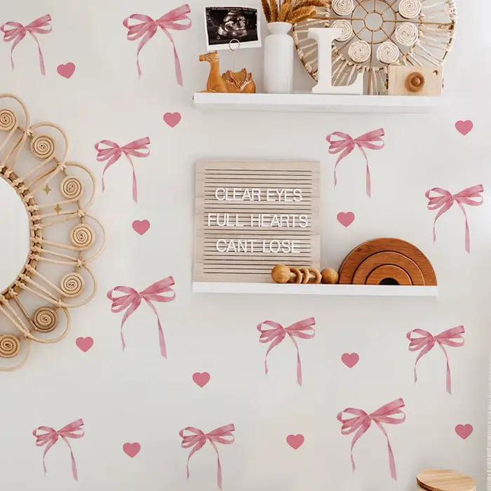 Autocollant mural créatif avec nœud rose