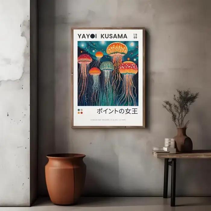 Yayoi Kusama affiche sur toile méduse Art