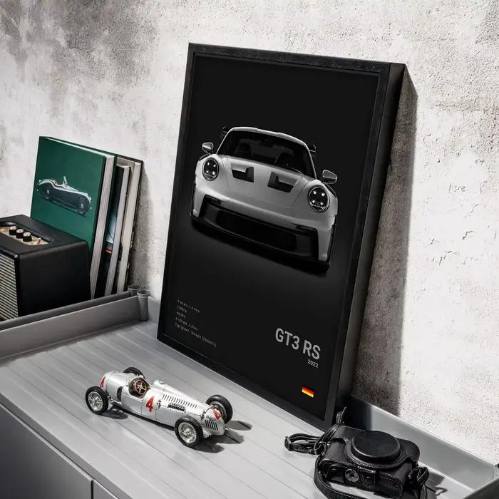 Pop noir et blanc allemagne luxe Super Sport voiture affiche esthétique 911 GT3 RS Turbo toile impression pour mur Art Garage chambre décor