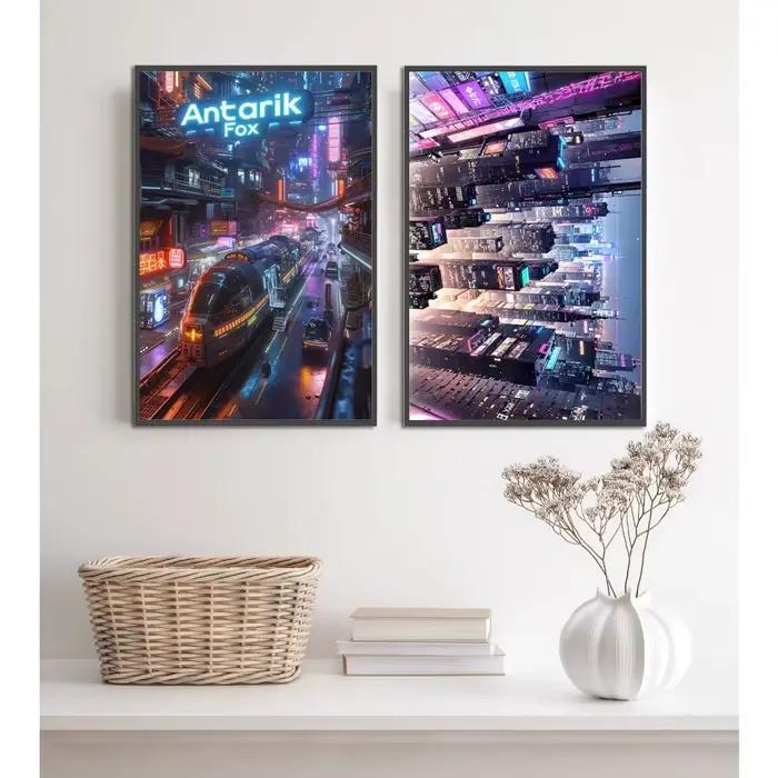 Affiches de ville Cyberpunk