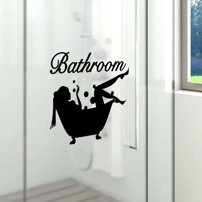 Autocollant Mural en vinyle pour salle de bain avec lettres amovibles