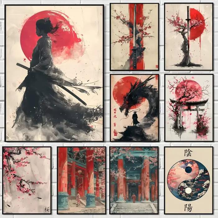 Peinture de géisha de samouraï japonais