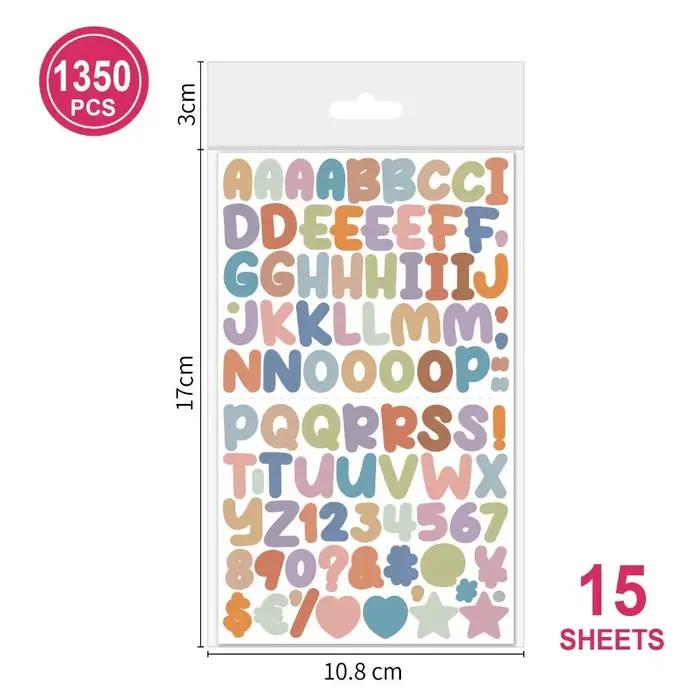 26 lettres numéro dessin animé lettre autocollant 0.5 pouces