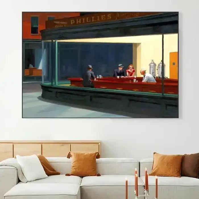 Edward Hopper célèbre maître réaliste Art Nighthawks vie paysage esthétique toile peinture mur Art photo chambre décoration