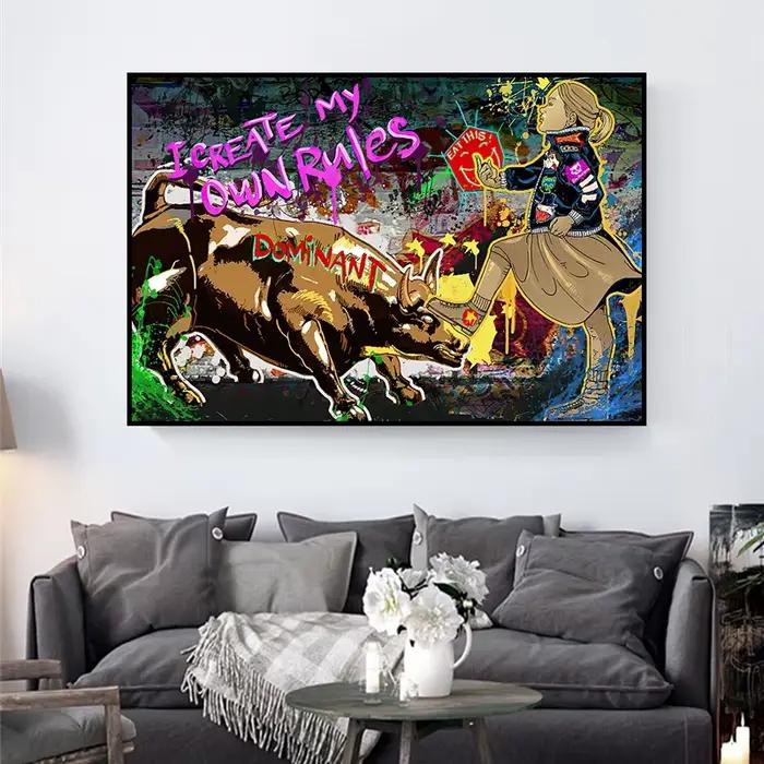 Peinture sur toile de fille d'art de graffiti de rue