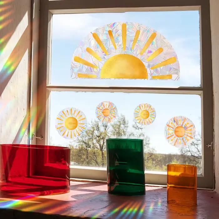 Autocollants de fenêtre attrape-soleil colorés