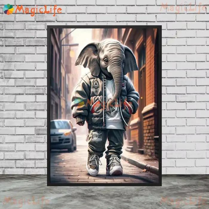 Funny Elephant Model Fashion Animals Poster Wall Pictures For Living Room Nordic