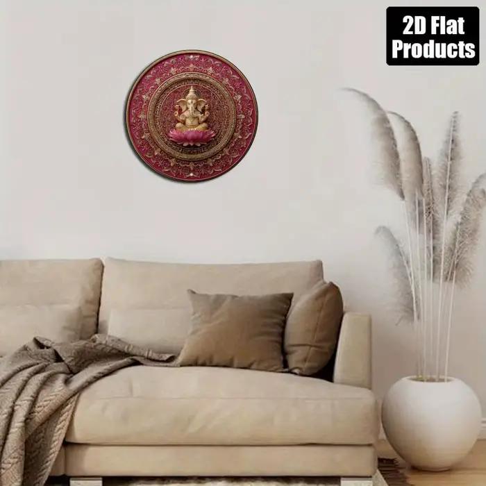 Décoration murale élégante Ganesha et Lotus – Superbe design doré et rose