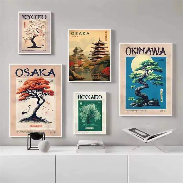 Affiche de voyage japonaise imprimée pour salon