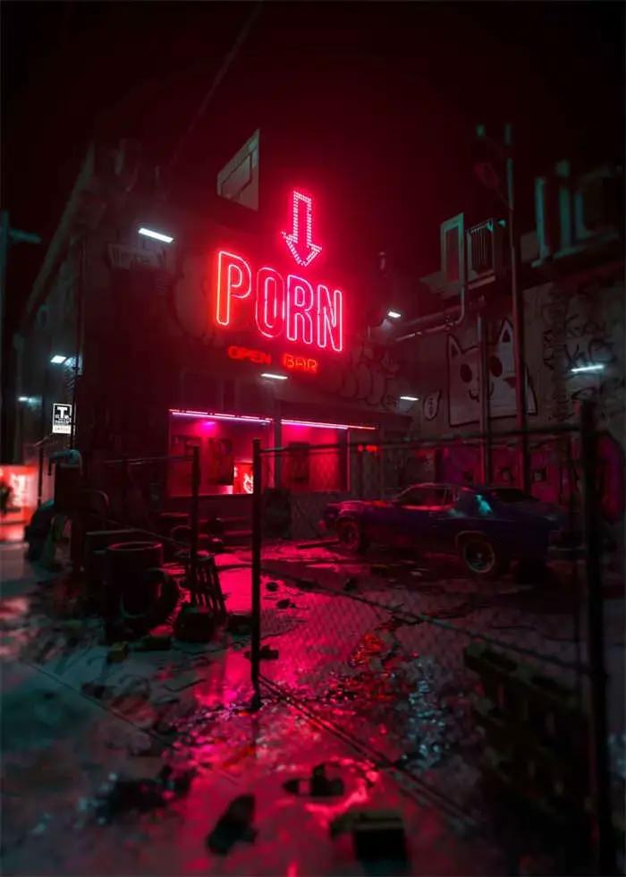 Neon Night City Paysage Affiches de voiture Cyberpunk rétro des années 80