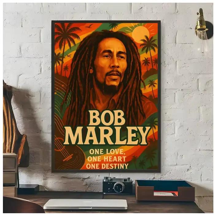 Affiche de chanteur de reggae B-Bob Marley, décoration artistique haut de gamme et cadeau pour la maison, salon, ornements pour la maison