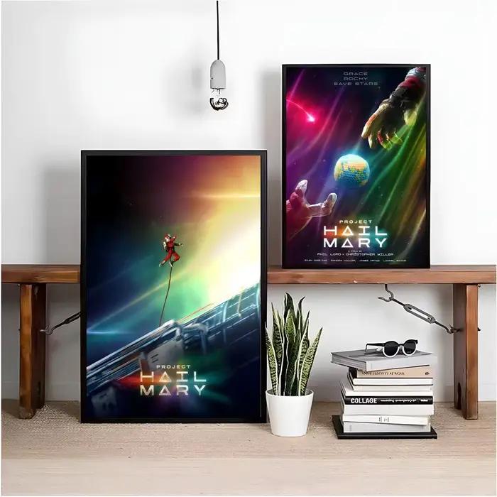 Affiche murale auto-adhésive amovible HD de dessin animé « Hail Mary » pour projet de roman d'aventure