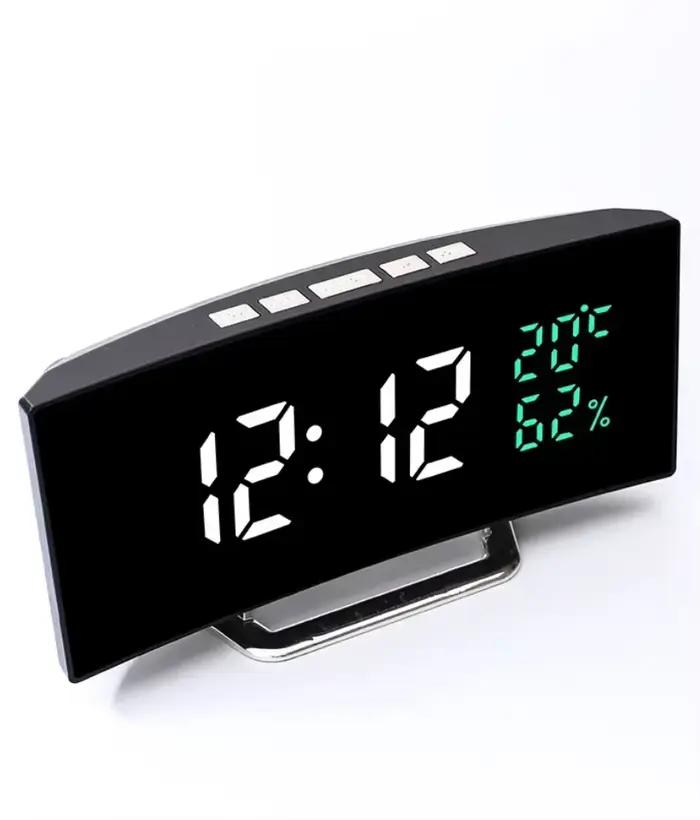 Miroir réveil numérique température Date 2 niveaux de réglage de la luminosité Snooze horloge de Table 12/24H Mode nuit