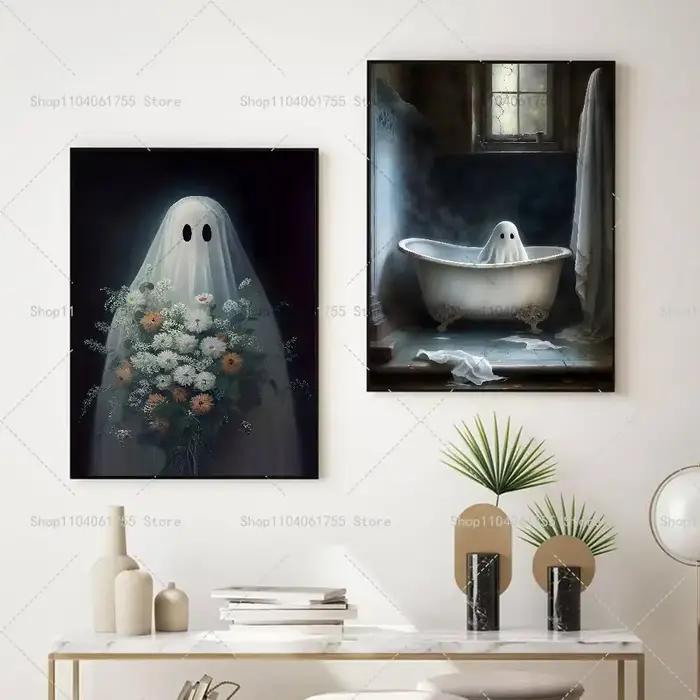 Affiche gothique d'Halloween avec fantômes