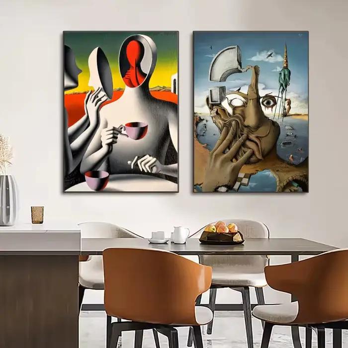 Salvador Dali surréalisme œuvre la persistance de la mémoire peinture calligraphie toile affiche: sans plis décor mural étanche