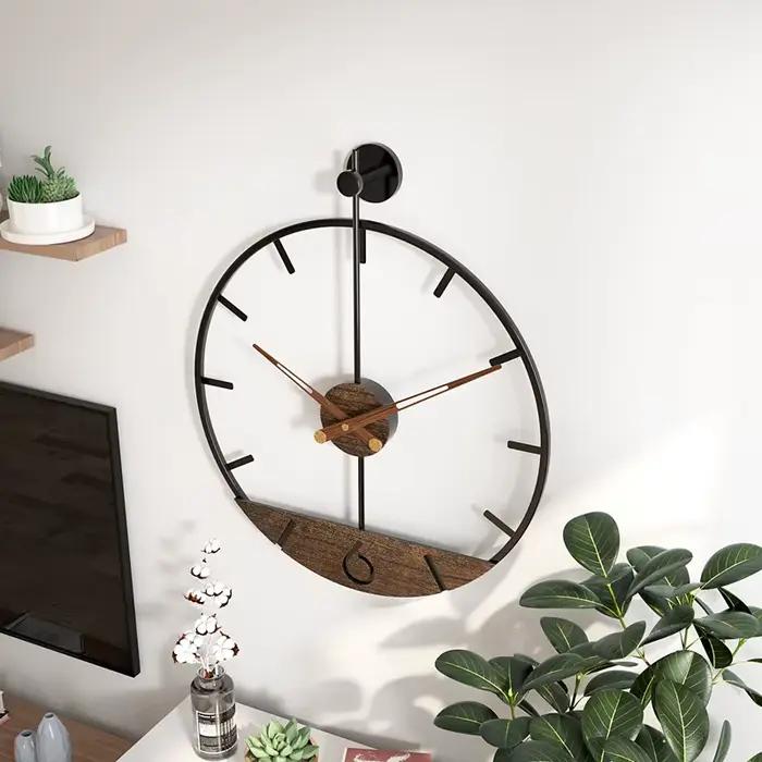 60cm Wood Large Wall Clock for Living Room Nordic 3d Silent Clocks
