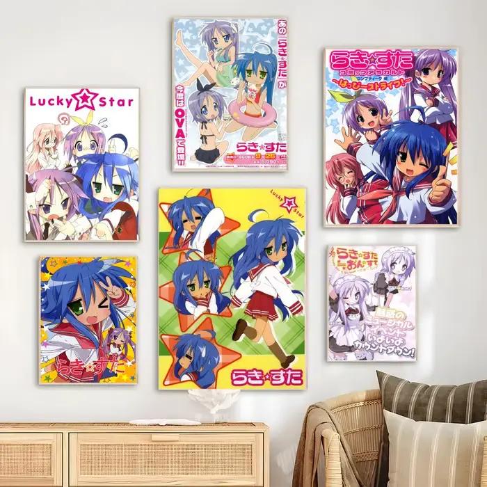L-Lucky S-Star affiche d'animation classique chambre salon étude et au-delà de décor auto-adhésif + cadeau parfait