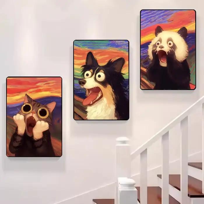 Tableau d'art mural sur toile avec animaux amusants