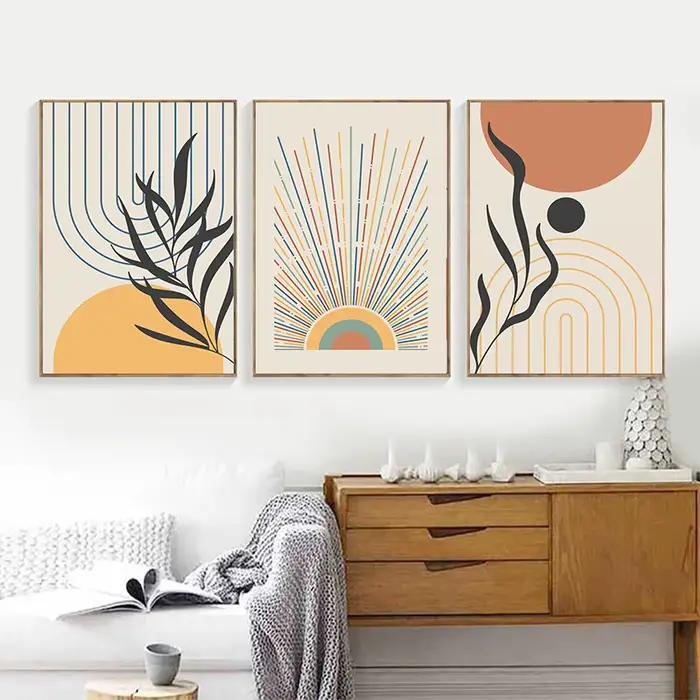 Peinture sur toile de feuilles de bohème orange