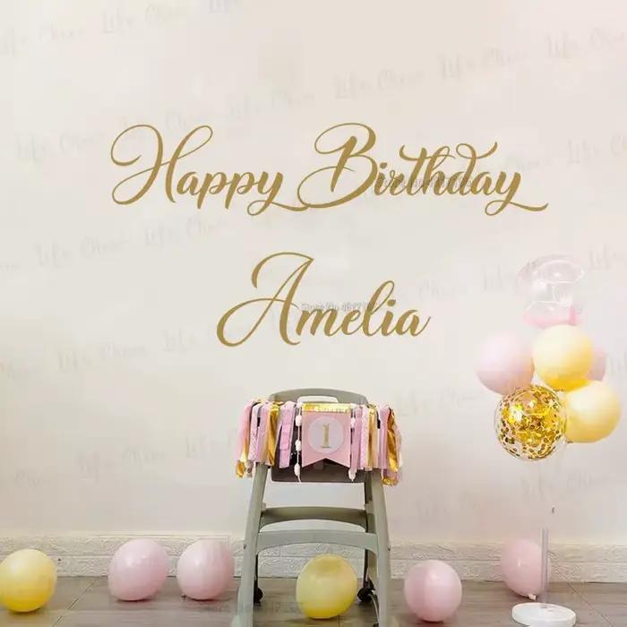 Autocollant mural en vinyle avec signe joyeux anniversaire