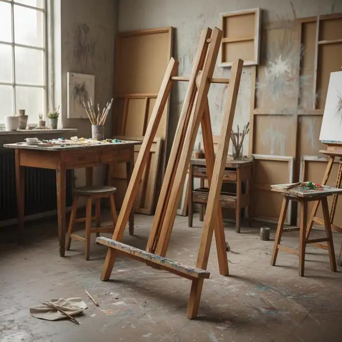 Chevalet de peinture pratique en bois naturel