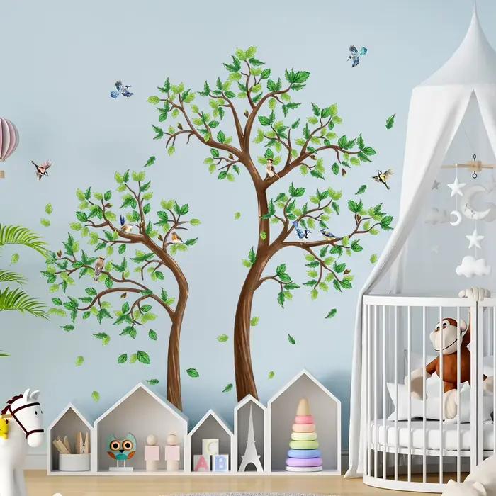Autocollant mural arbre vert 3d pour salon