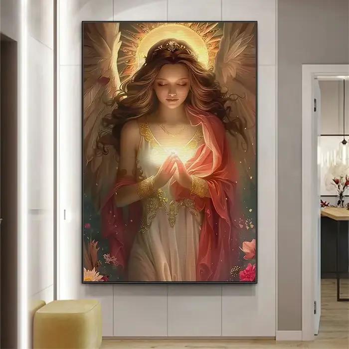 Peinture à l'huile numérique vintage Ange Église Magnifique