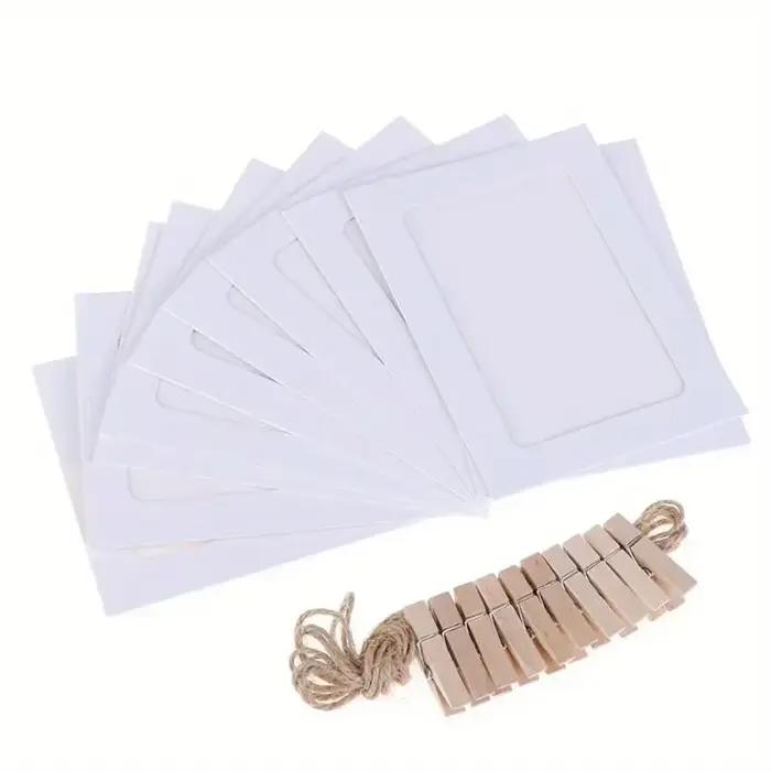 Cadre Photo en Carton avec Clips en Bois
