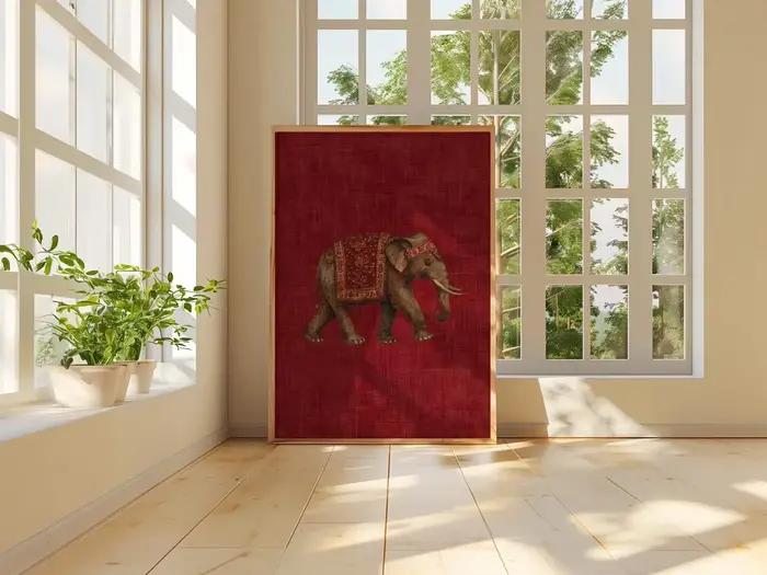 Impression de motif d'éléphant indien