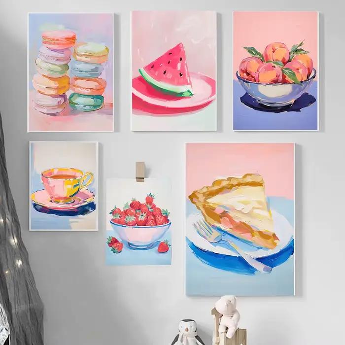 Affiche de Popsicle d'été colorée, nature morte, salle à manger, petit déjeuner, imprimés alimentaires, peinture sur toile, tableau d'art mural, décor de cuisine de maison